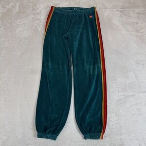 Aviator Nation Sweatpants Womens L Blue‎ Preowned Faded Velour Classic Tapered
